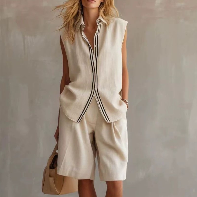 Linen Shirt Breathable - Set Dua Potong Bahan Linen Campuran