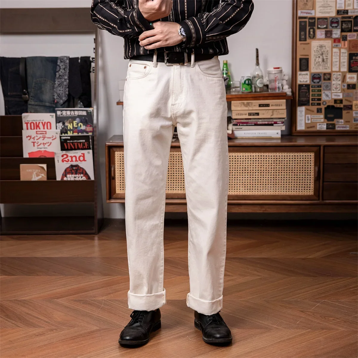 Levis Jeans 501 - Celana jins pria, celana Denim Selvedge