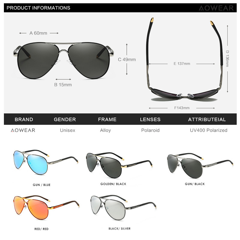 AOWEAR kacamata hitam penerban - Sunglasses Aviator Polarized ulasan dan harga