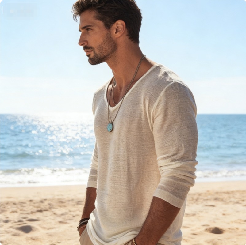 Kaos Lengan Panjang Pria Kasua - Linen Shirt Breathable ulasan dan harga
